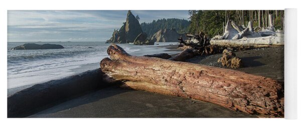 Driftwood on a Pebbled Beach Yoga Mat