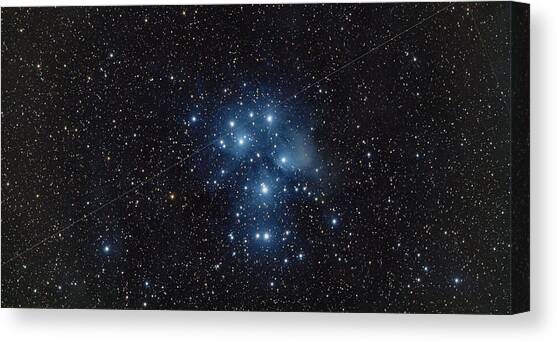 Pleiades Cluster in Cosmic Night Canvas Art Print by Brandon Wichmann