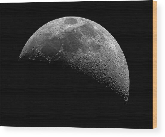 Illuminated Half Of The Moon Wood Print