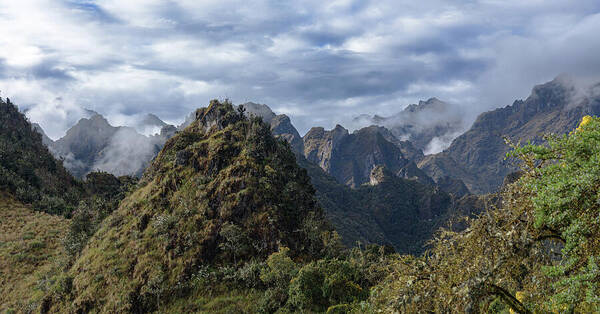Misty Andes Mountain Range Landscape Art Print