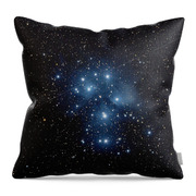 Pleiades Cluster in Cosmic Night Throw Pillow by Brandon Wichmann