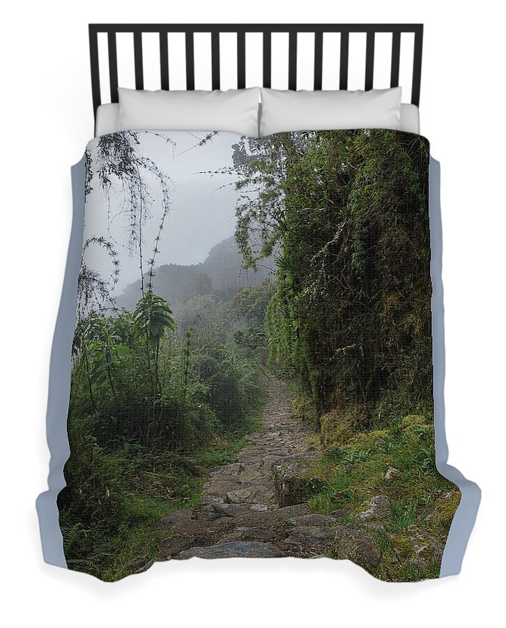 Misty Forest Pathway On The Inca Trail Duvet Cover