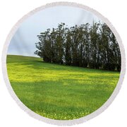 Rolling Hills With Blooming Wildflowers Round Beach Towel