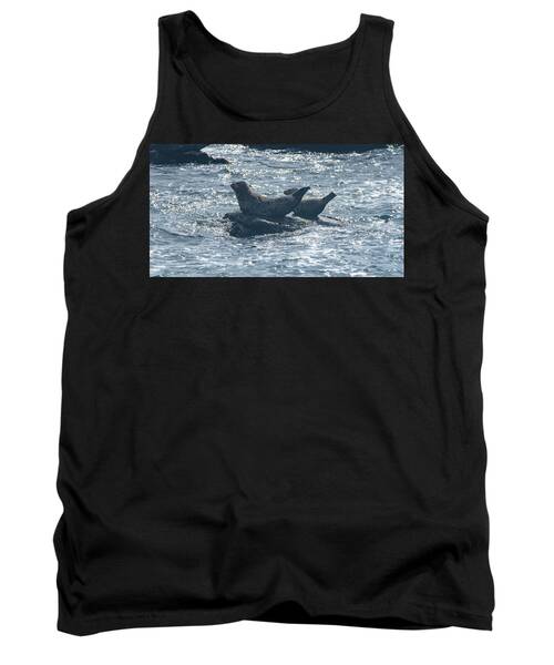 Seals Resting On Rocky Shoreline Tank Top