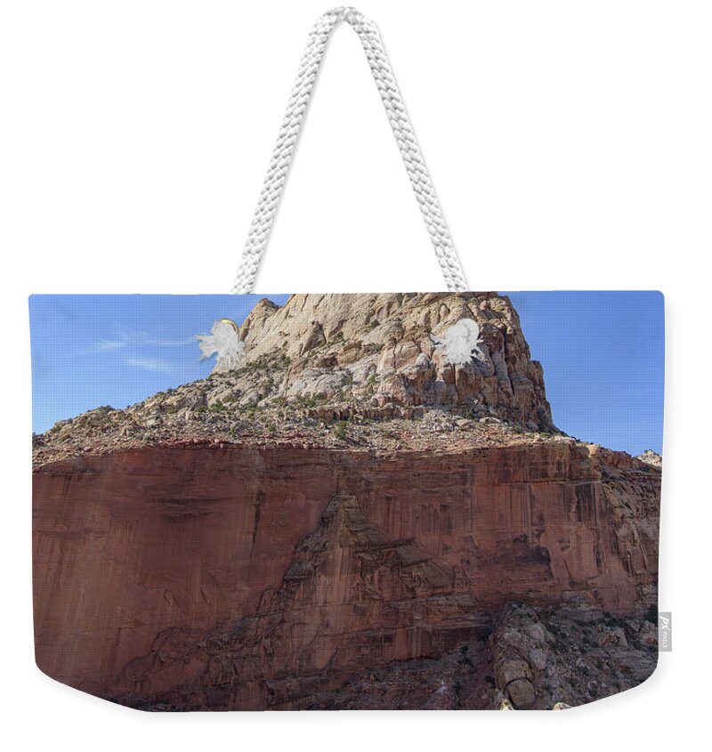 Majestic Mountain Peak Under Blue Sky Weekender Tote Bag