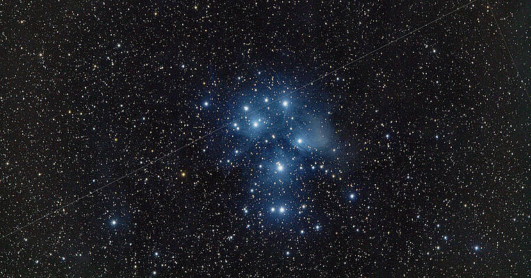 Wall Art featuring the photograph Pleiades Cluster In Cosmic Night by Brandon Wichmann