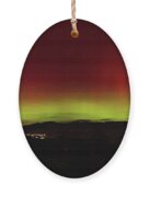 Northern Lights Over Mountain Range Ornament
