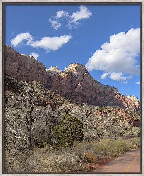 Majestic Mountain Under Clear Blue Sky Framed Print