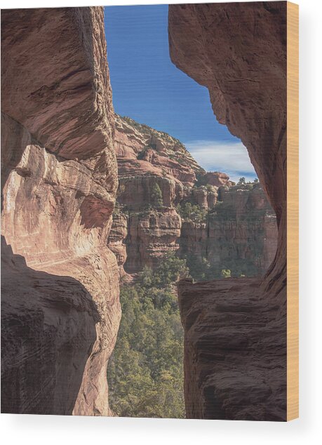 Canyon View Framed By Rocky Cliffs Wood Print