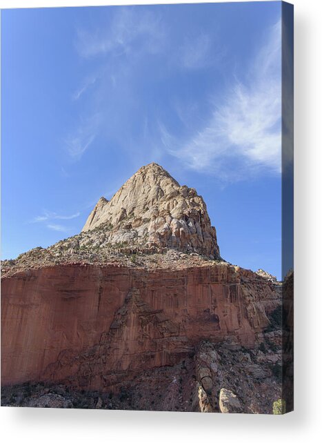 Majestic Mountain Peak Under Blue Sky Acrylic Print
