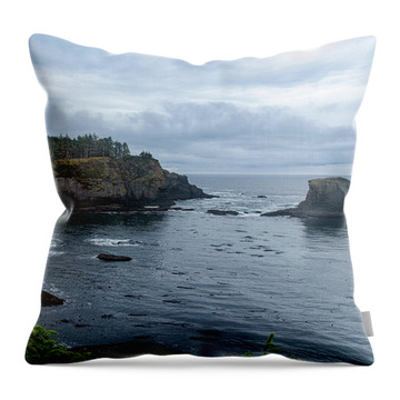 Serene Coastal Cliffs at Dawn Throw Pillow