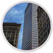 Skyscrapers Against Blue Sky Round Beach Towel