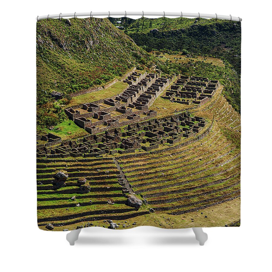 Ancient Terraces And Ruins In Andes Mountains Shower Curtain