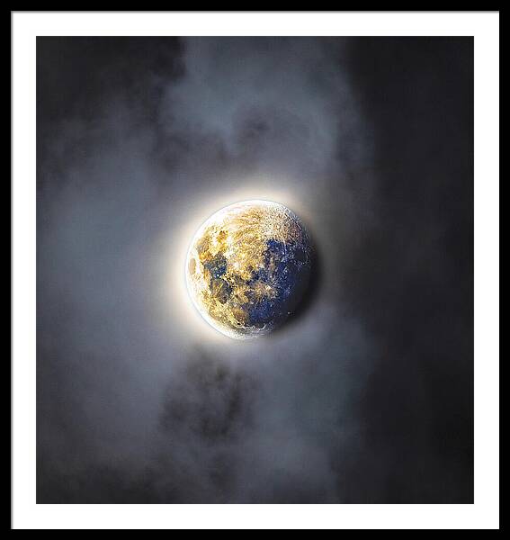 Celestial Moon In Ethereal Glow Framed Print
