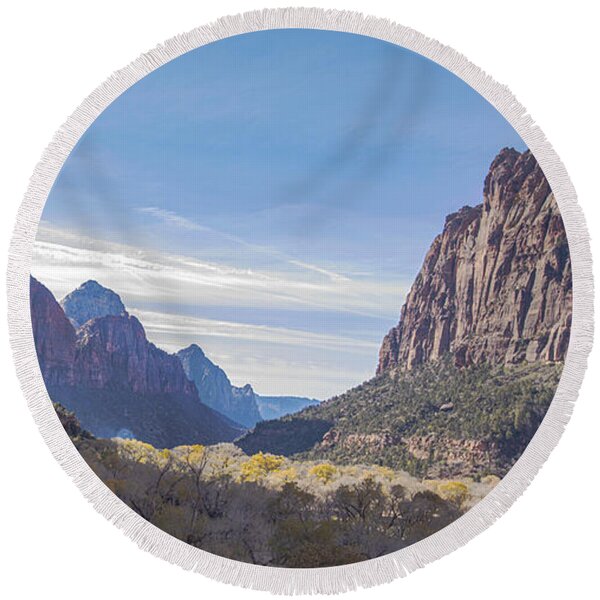 Majestic Zion National Park View Round Beach Towel