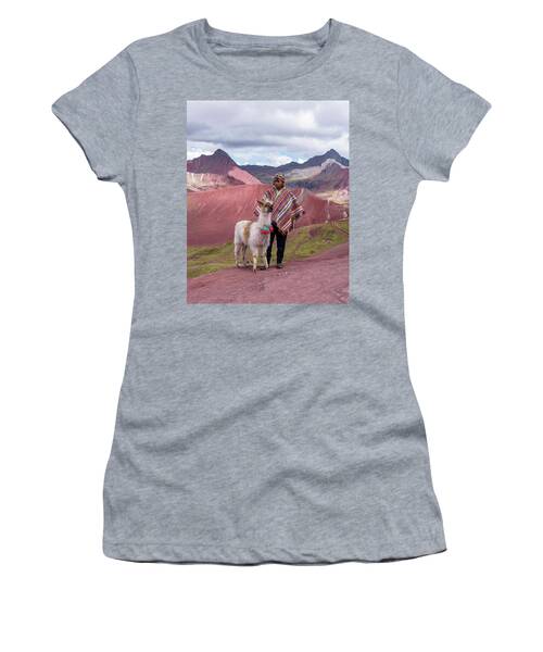 Peruvian Scene With Red Valley And Llama Women's T-Shirt