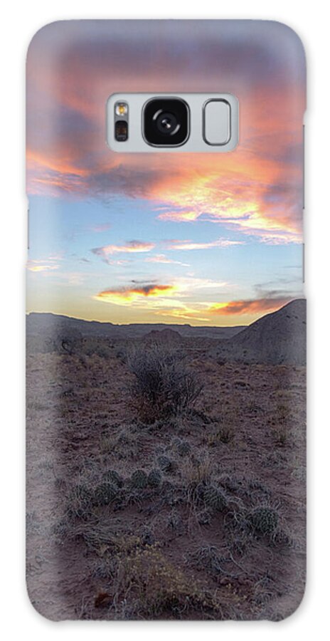 Desert Sunset Over Rugged Terrain Galaxy Case