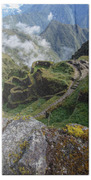 Misty Mountain Pathway Of The Inca Trail Beach Towel