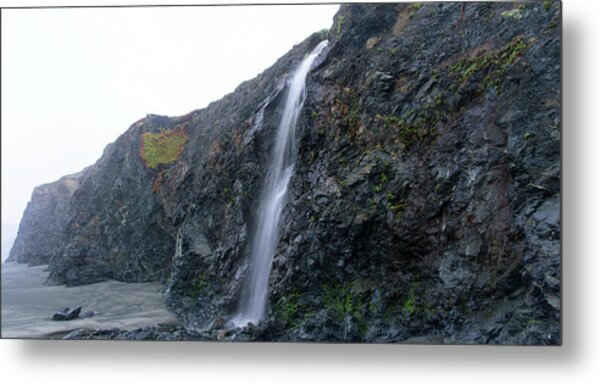 Secluded Coastal Waterfall Cascade Metal Print