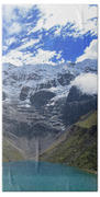 Majestic Mountain Overlooks Humantay Lake Beach Towel