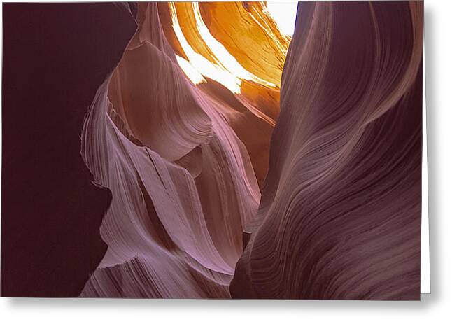 Curves Of Sunlit Antelope Canyon Walls Greeting Card