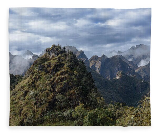 Misty Andes Mountain Range Landscape Fleece Blanket