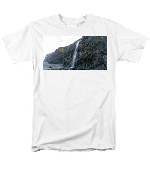 Secluded Coastal Waterfall Cascade Men's T-Shirt  (Regular Fit)