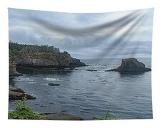 Serene Coastal Cliffs at Dawn Tapestry