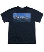 Snow-capped Teton Mountain Peaks Under Blue Sky Youth T-Shirt