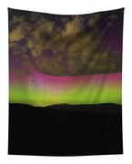 Vibrant Aurora Over Wasatch Mountain Range Tapestry