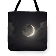 Shimmering Crescent Among Clouds Tote Bag