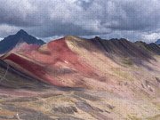 Rainbow Mountain Range Under Cloudy Skies Jigsaw Puzzle