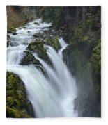 Serene Flow Through Mossy Forest Fleece Blanket