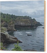 Serene Coastal Cliffs at Dawn Wood Print