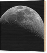 Illuminated Half Of The Moon Wood Print