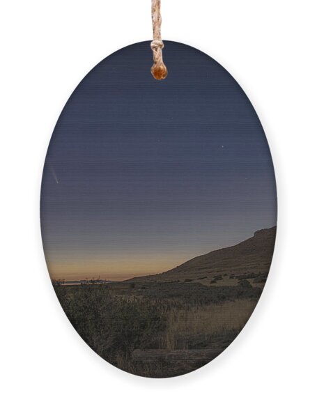 Twilight Comet Over Desert Landscape Ornament