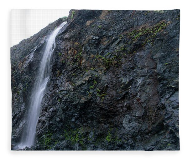 Secluded Coastal Waterfall Cascade Fleece Blanket