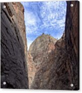 Towering Canyon Cliffs And Blue Sky Acrylic Print