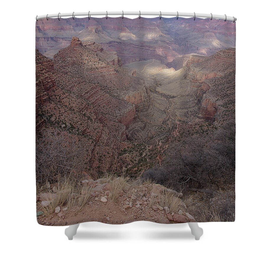 Majestic Grand Canyon Overlook Under Azure Sky Shower Curtain