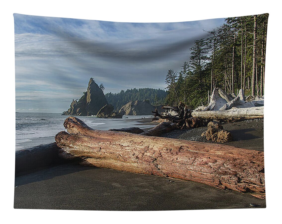 Driftwood on a Pebbled Beach Tapestry