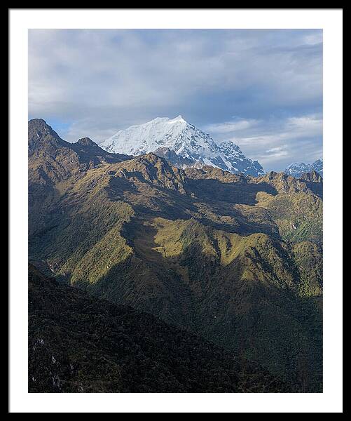 Majestic Andes Mountain Peaks Under Cloudy Sky Framed Print