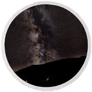 Starry Night Over Mountain Landscape Round Beach Towel