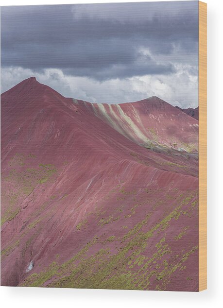 Vibrant Red Mountain Landscape Wood Print