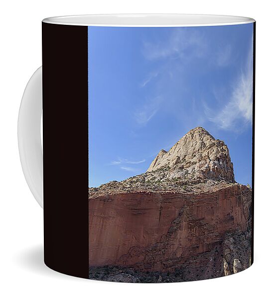 Majestic Mountain Peak Under Blue Sky Coffee Mug