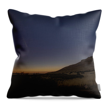 Twilight Comet Over Desert Landscape Throw Pillow