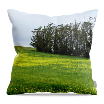 Rolling Hills With Blooming Wildflowers Throw Pillow