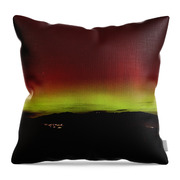 Northern Lights Over Wasatch Mountain Range Throw Pillow by Brandon Wichmann