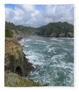 Coastal Bridge Over Rushing Waters Fleece Blanket