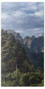 Misty Andes Mountain Range Landscape Beach Towel