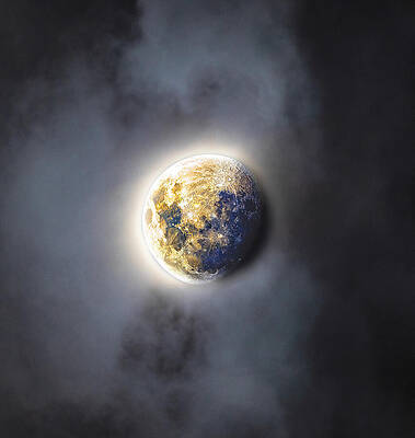 Wall Art featuring the photograph Celestial Moon In Ethereal Glow by Brandon Wichmann